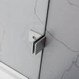 N#1(Nickel) From 300 to 1200x2000mm Frameless Walk In Shower Screen Single Fixed Panel Brushed Nickel Brackets 10mm Glass