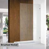 N#1(Nickel) From 300 to 1200x2000mm Frameless Walk In Shower Screen Single Fixed Panel Brushed Nickel Brackets 10mm Glass