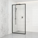 900-1200x2100mm Black Fully Framed Shower Screen Single Door Fixed Panel Walk-in 10mm Tempered Glass