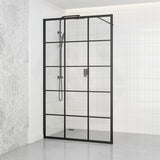 1200x2000mm Black Fully Framed Shower Screen Single Door Fixed Panel Walk-in 6mm Tempered Small Glass
