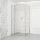 700-1470x2000mm Semi-frameless L Shape Shower Screen Pivot Door with Return Panel Chrome Fittings 6mm Glass