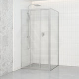 830-1030mm L Shape 3 Panels Sliding Door Shower Screen Chrome Framed 6mm Tempered Glass