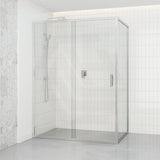 920-1750x2000mm L Shape Shower Screen Sliding Door Chrome Semi-frameless 6mm Glass with Return Panel