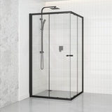 800-1200mm Square / Rectangle Shower Screen Black Semi-frameless Double Sliding 6mm Glass 2000mm Height