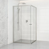 N#1(Nickel) 800-1200mm Square / Rectangle Shower Screen Brushed Nickel Semi-frameless Double Sliding 6mm Glass 2000mm Height