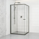 M#1(Gunmetal Grey) 800-1200mm Square / Rectangle Shower Screen Gunmetal Grey Semi-frameless Double Sliding 6mm Glass 2000mm Height