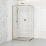 G#9(Gold) 800-1200mm Square / Rectangle Shower Screen Light Gold Semi-frameless Double Sliding 6mm Glass 2000mm Height