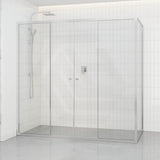 From 1400 to 2250mm L Shape Shower Screen Semi-frameless Double Sliding Door Chrome Fittings 6mm Glass 2000mm Height