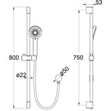 Maya Shower Rail - Chrome