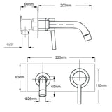Pacifica Wall Spout & Mixer Combination - Brushed Gold