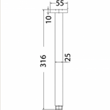 Square Ceiling Drop Down Shower Arm 310mm - Brushed Nickel