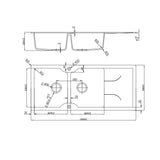 Granite Sink Double Bowl 1160x 500 - Matt White