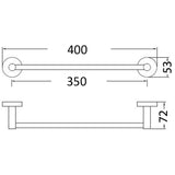 Round Single Towel Rail 350mm - Brushed Nickel